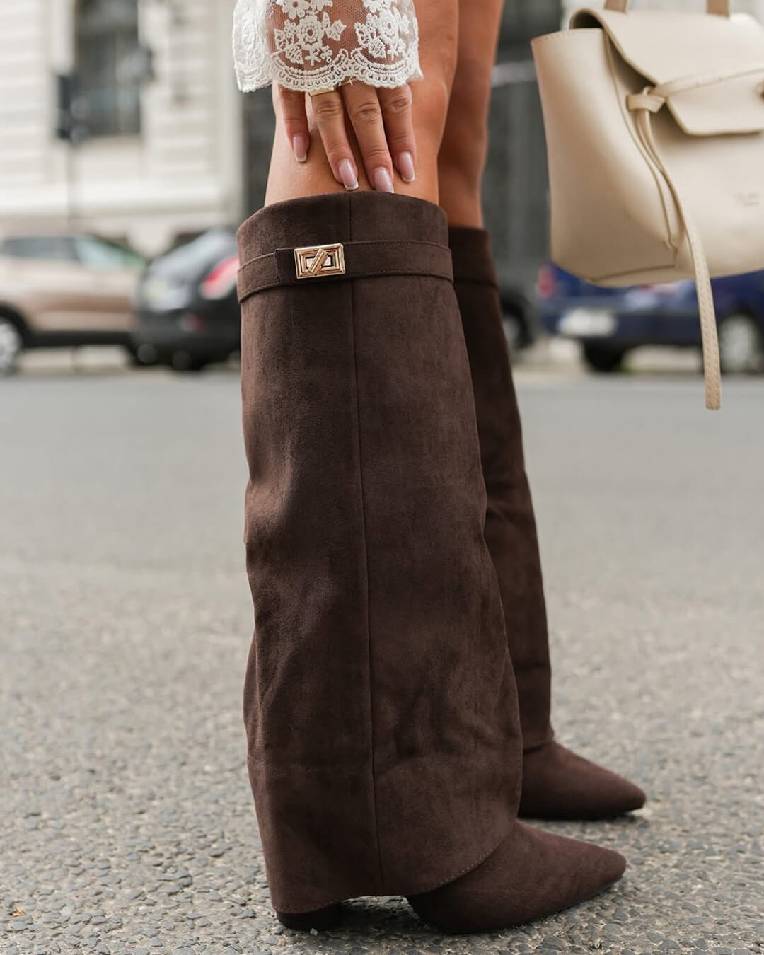 Taupe Suede Boots – Women's Autumn Winter Boots