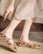 Apricot Embroidered Ballet Flats – Women's Comfortable Everyday Ballet Flats