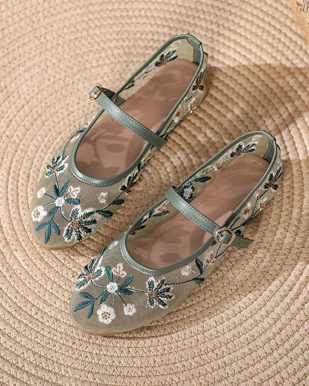 Apricot Embroidered Ballet Flats – Women's Comfortable Everyday Ballet Flats