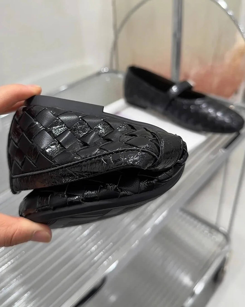 Woven Leather Flat Shoes – Women's Comfortable Everyday Flats