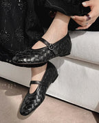 Woven Leather Flat Shoes – Women's Comfortable Everyday Flats