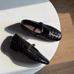 Woven Leather Flat Shoes – Women's Comfortable Everyday Flats