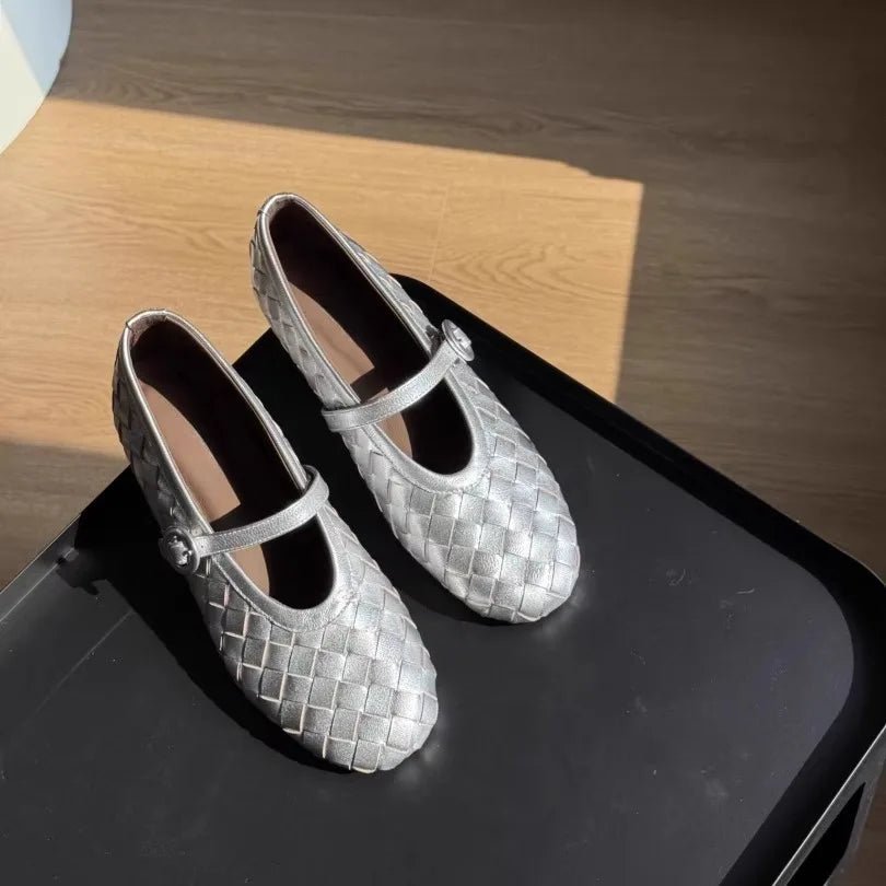 Woven Leather Flat Shoes – Women's Comfortable Everyday Flats