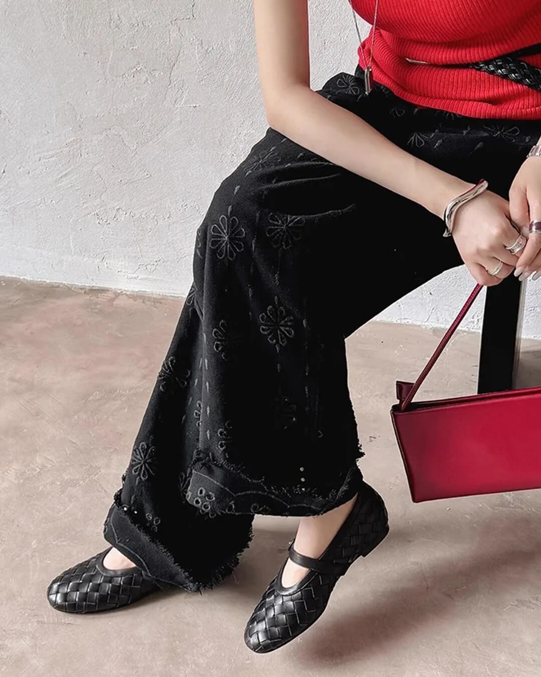 Woven Leather Flat Shoes – Women's Comfortable Everyday Flats