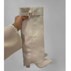 Beige Suede High Boots – Women's Autumn Winter Boots