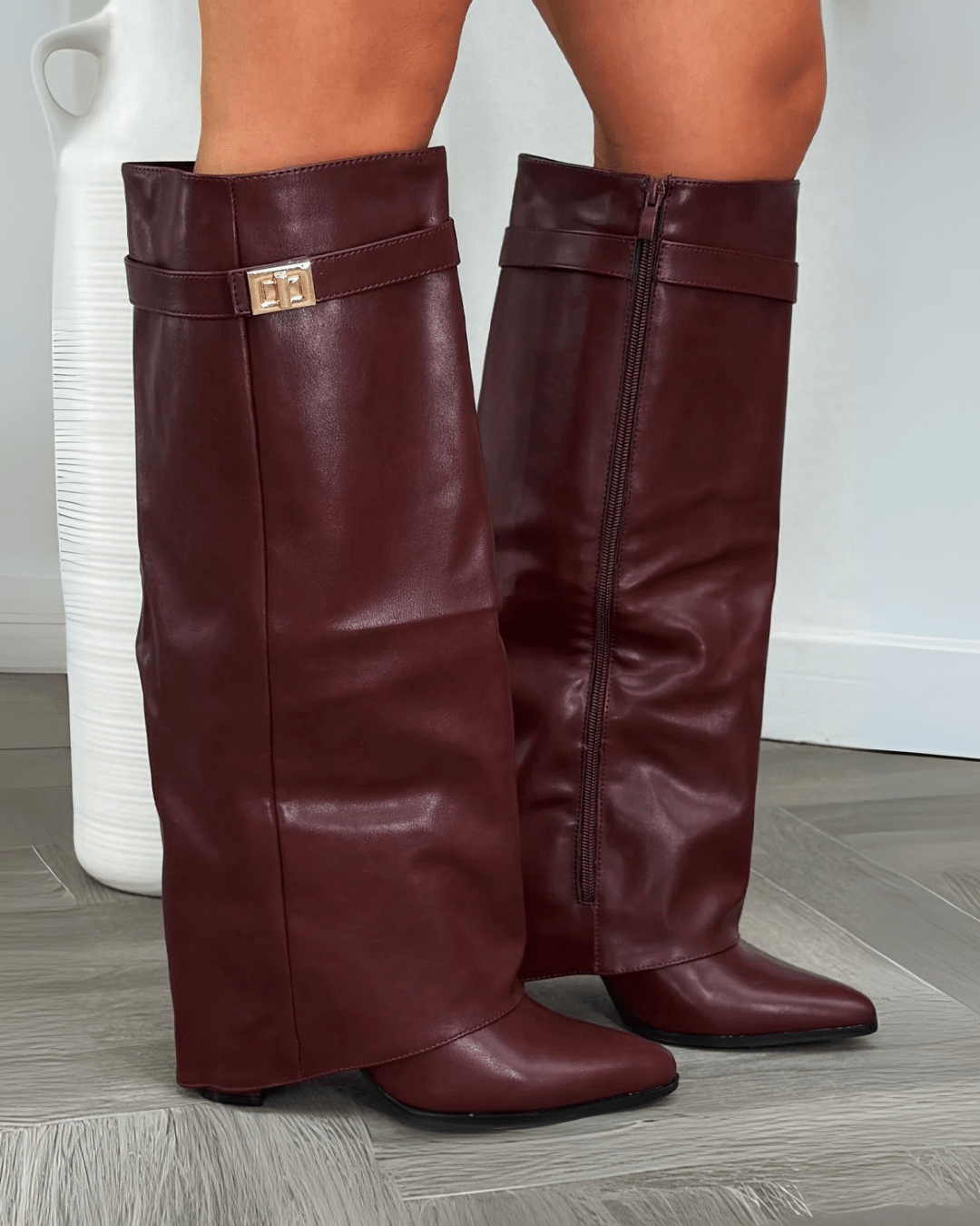 Beige Suede High Boots – Women's Autumn Winter Boots