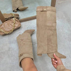 Beige Suede High Boots – Women's Autumn Winter Boots
