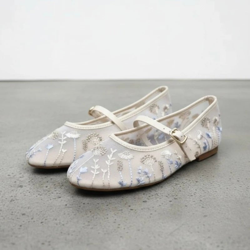 Embroidered Ballet Flats – Women's Comfortable Everyday Ballet Flats
