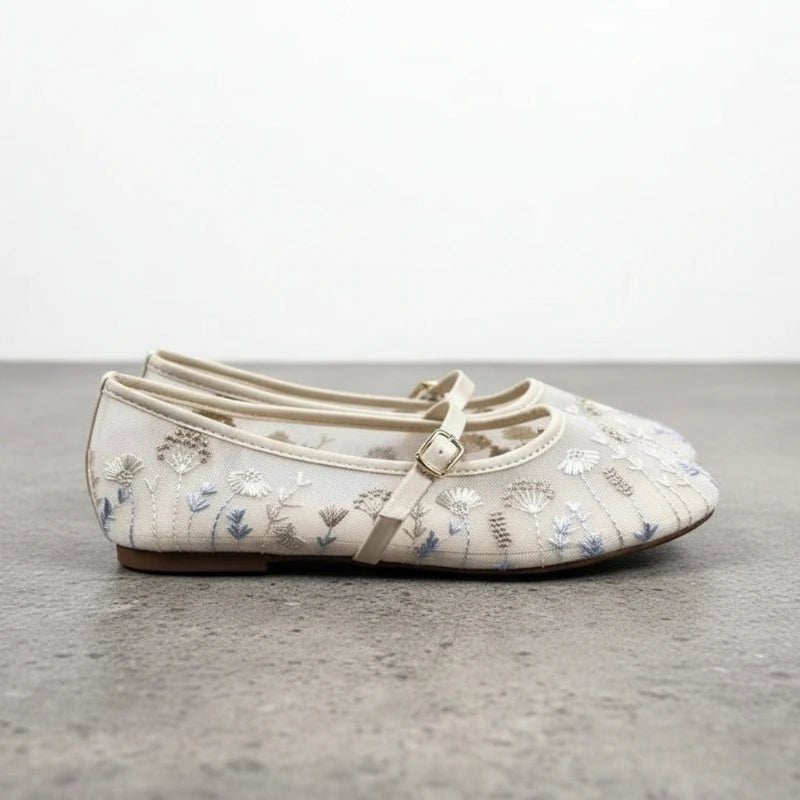 Embroidered Ballet Flats – Women's Comfortable Everyday Ballet Flats