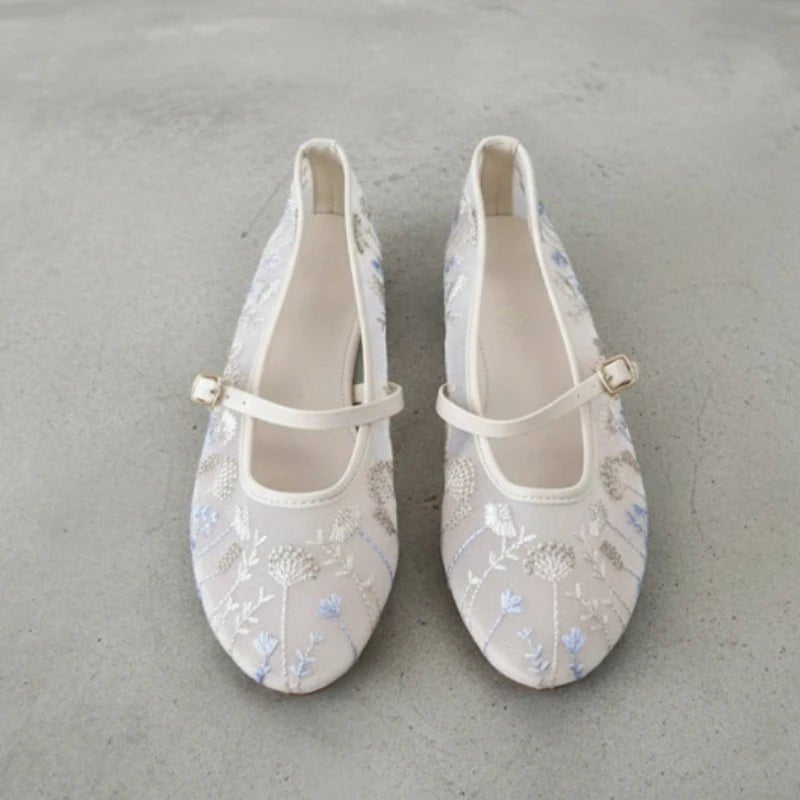Embroidered Ballet Flats – Women's Comfortable Everyday Ballet Flats