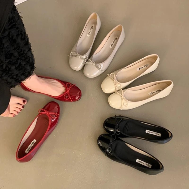 Black Bowtie Ballet Flats – Women's Comfortable Everyday Ballet Flats