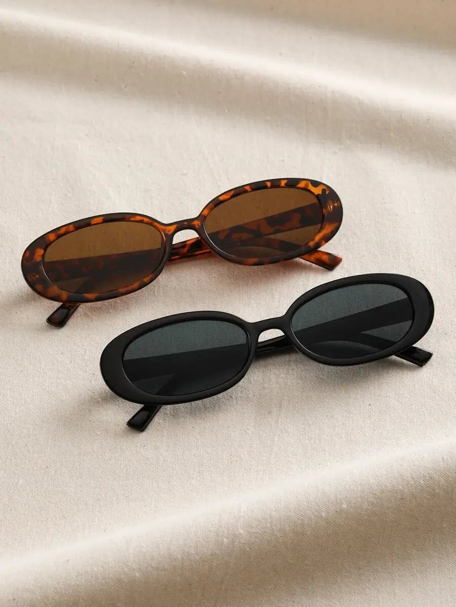 90s Oval Sunglasses – Retro Flat Profile UV400 Shades