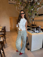 White Mandarin Sleeveless Lace Top – Women's Summer Top