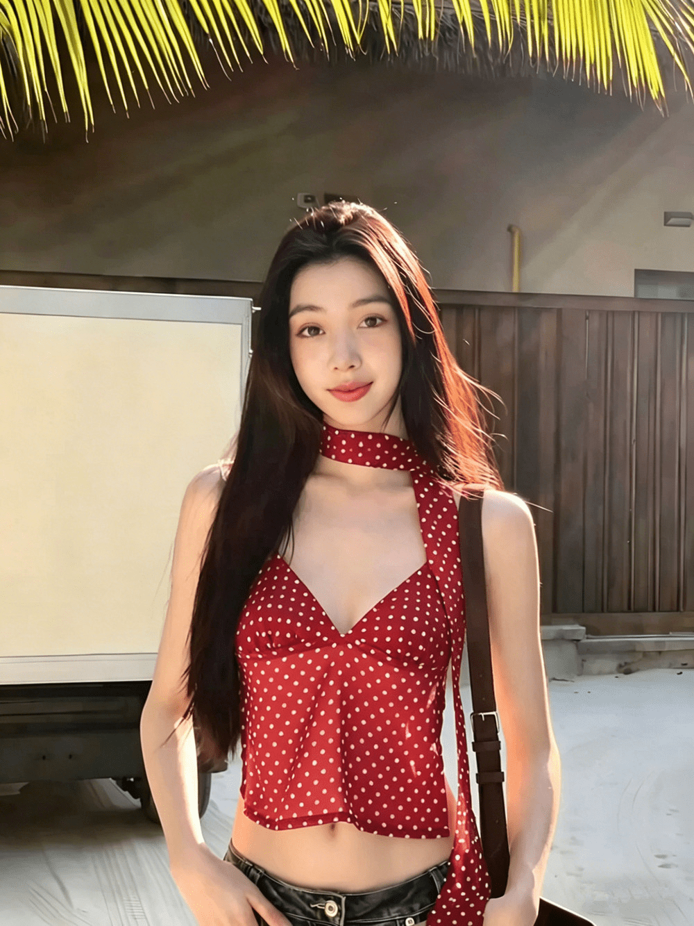 Brown Polka Dot Backless Cami Top – Women's Summer Cami Top