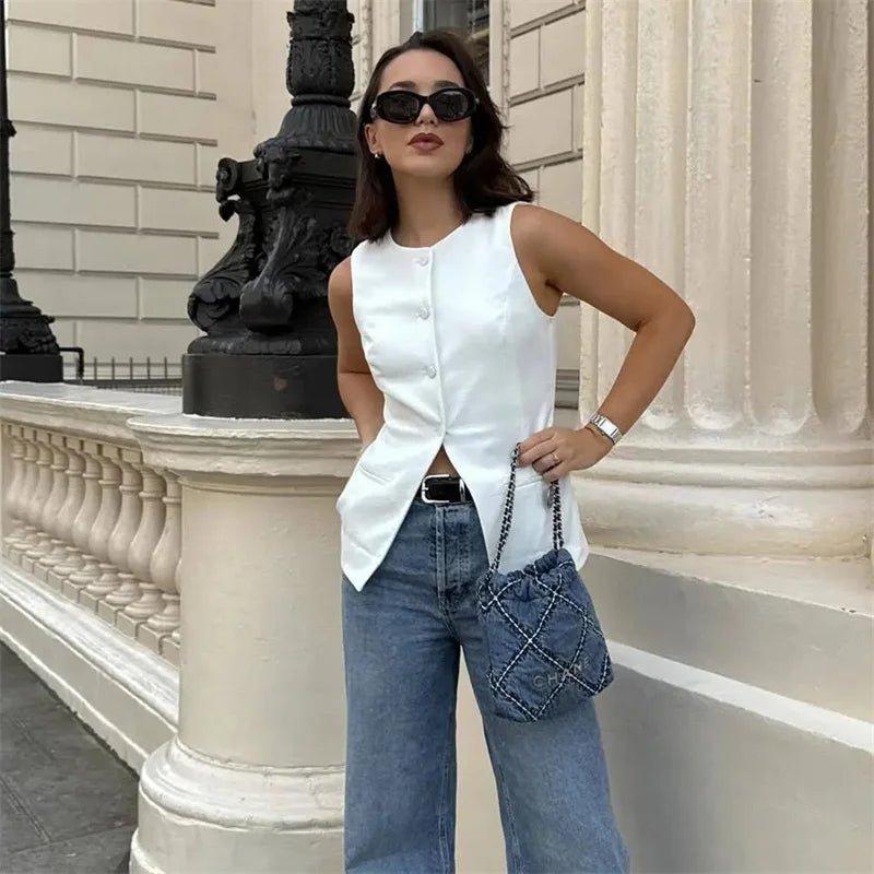 Button-Up Vest Top – Women's Summer Vest Top