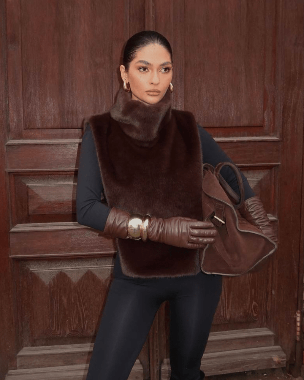 Faux Fur Turtleneck Gilet – Asymmetric Layering Vest