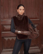 Faux Fur Turtleneck Gilet – Asymmetric Layering Vest