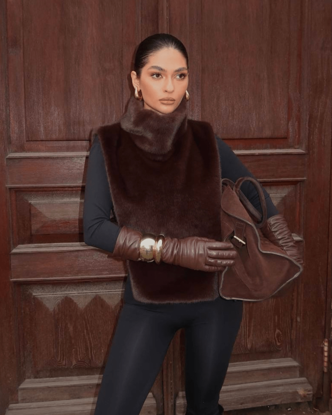 Faux Fur Turtleneck Gilet – Asymmetric Layering Vest