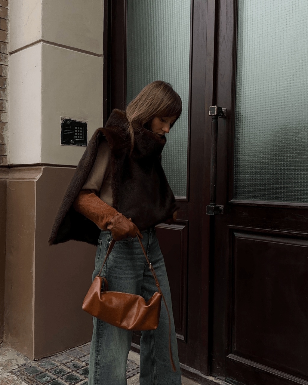Faux Fur Turtleneck Gilet – Asymmetric Layering Vest