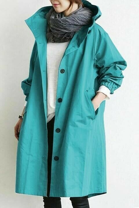 Windproof Rain Jacket with Buttons & Hood – Lightweight Waterproof Jacket