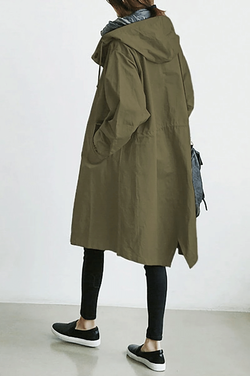 Windproof Rain Jacket with Buttons & Hood – Lightweight Waterproof Jacket