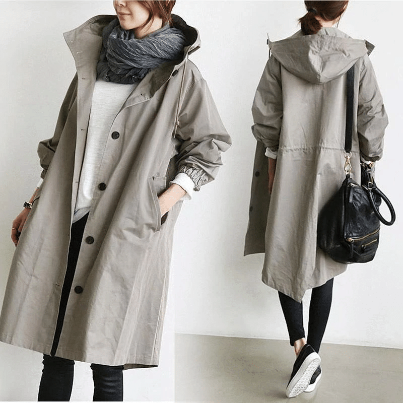 Windproof Rain Jacket with Buttons & Hood – Lightweight Waterproof Jacket