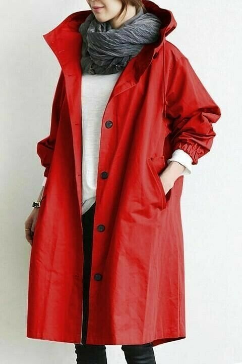 Windproof Rain Jacket with Buttons & Hood – Lightweight Waterproof Jacket