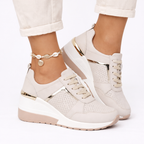 Women's Wedge Trainers with Metallic Trim