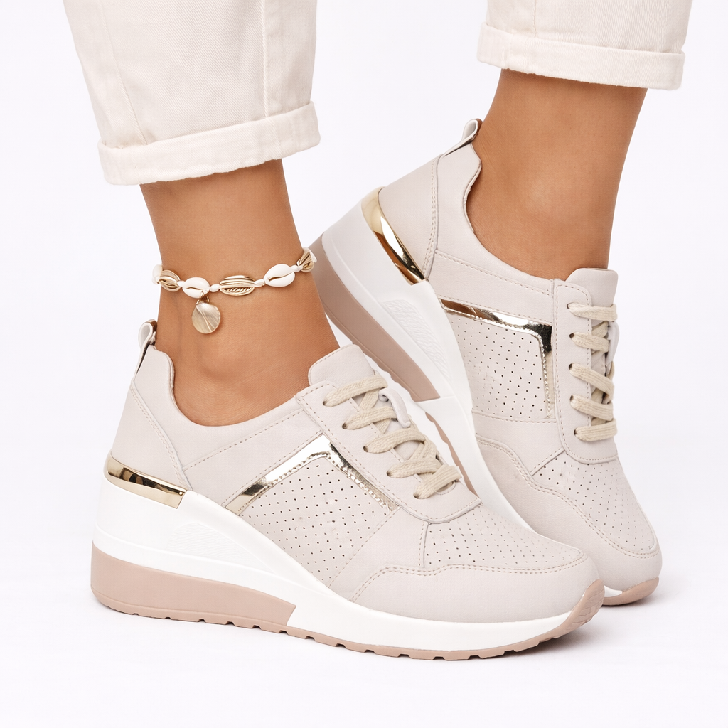 Women's Wedge Trainers with Metallic Trim