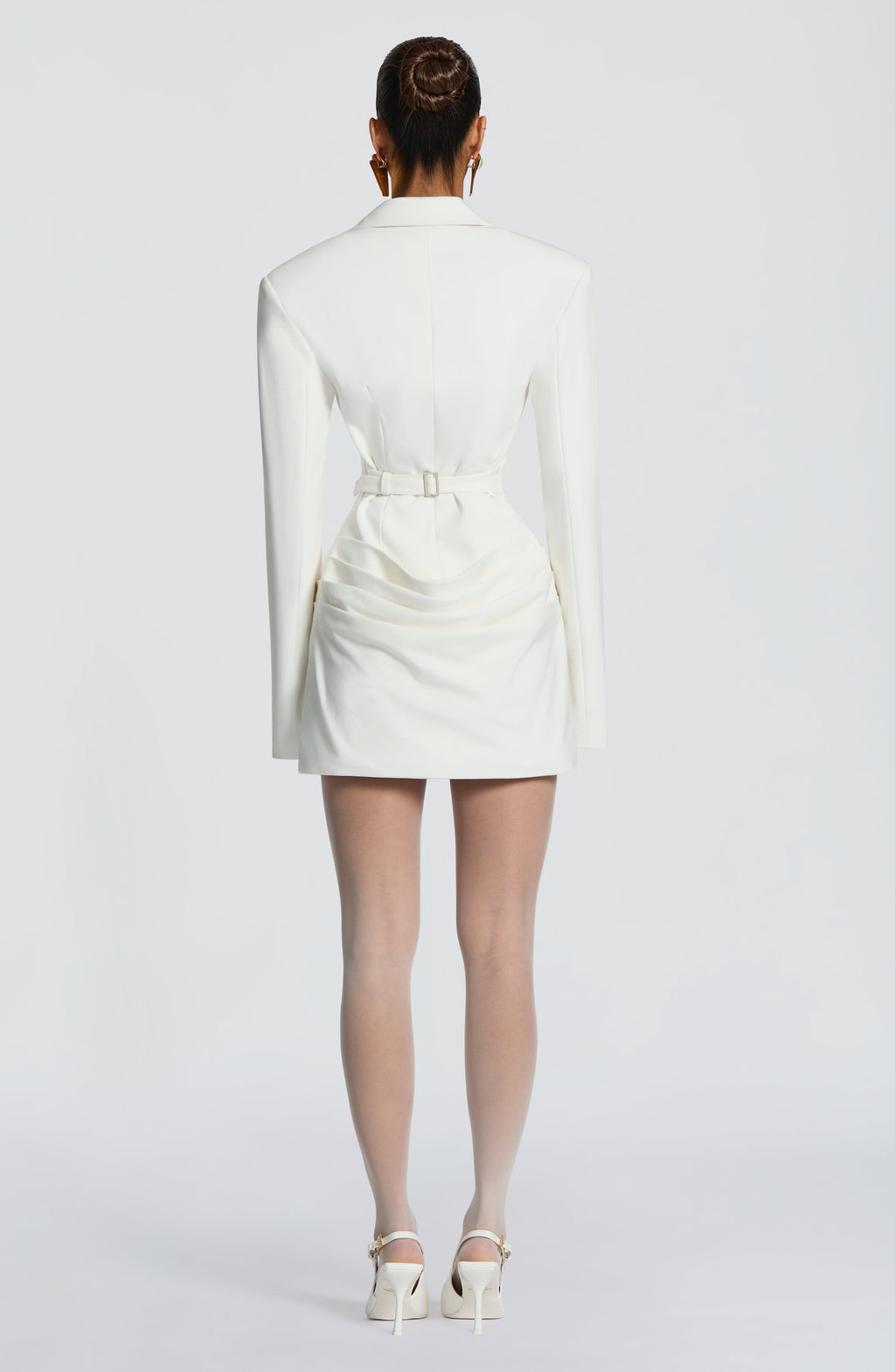 Ivory Ruched Satin Mini Dress – Elegant Evening Dress | Meave & Ivy