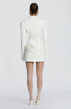 Ivory Ruched Satin Mini Dress – Elegant Evening Dress | Meave & Ivy