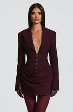 Plum Ruched Satin Mini Dress – Elegant Evening Dress | Meave & Ivy
