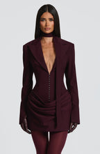 Plum Ruched Satin Mini Dress – Elegant Evening Dress | Meave & Ivy