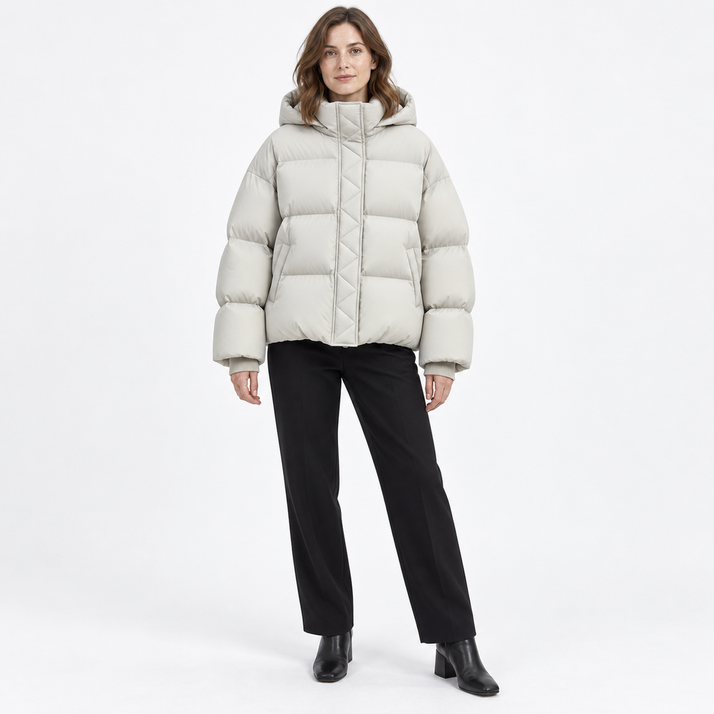 Women's Hooded Puffer Winter Jacket – Oversized Down-Filled Short Style
