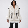 Women's faux fur-Trimmed Belted Winter Coat