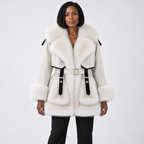 Women's faux fur-Trimmed Belted Winter Coat