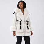 Women's faux fur-Trimmed Belted Winter Coat