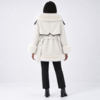 Women's faux fur-Trimmed Belted Winter Coat