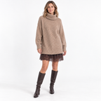 Women's Oversized Turtleneck Knitted Two-Piece Dress Set