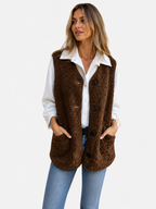 Teddy Fleece Button Cardigan with Pockets – Sizes to 5XL