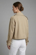 Khaki Cropped Trench Coat - Lightweight Casual Outerwear | Meave & Ivy