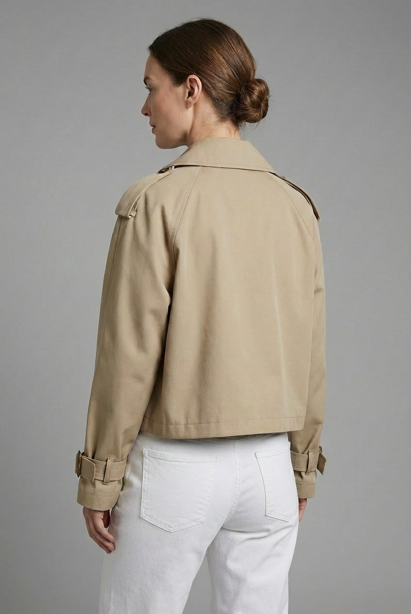 Khaki Cropped Trench Coat - Lightweight Casual Outerwear | Meave & Ivy