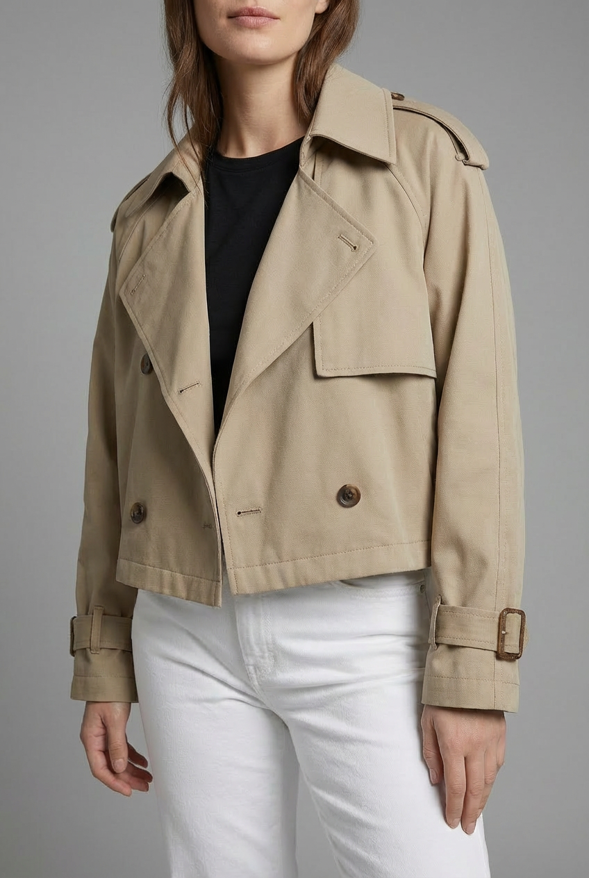 Khaki Cropped Trench Coat - Lightweight Casual Outerwear | Meave & Ivy