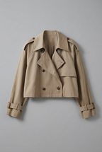 Khaki Cropped Trench Coat - Lightweight Casual Outerwear | Meave & Ivy