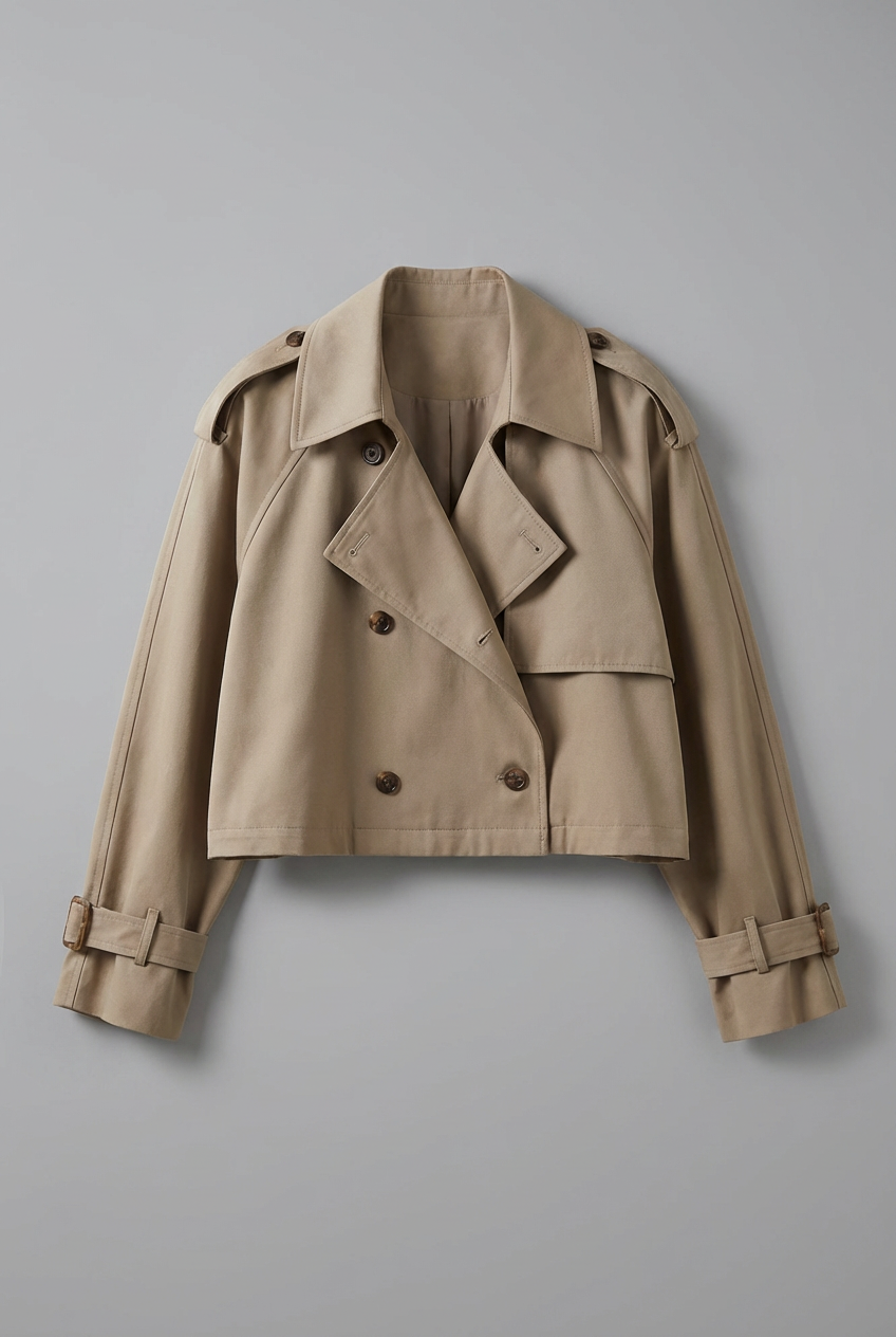 Khaki Cropped Trench Coat - Lightweight Casual Outerwear | Meave & Ivy