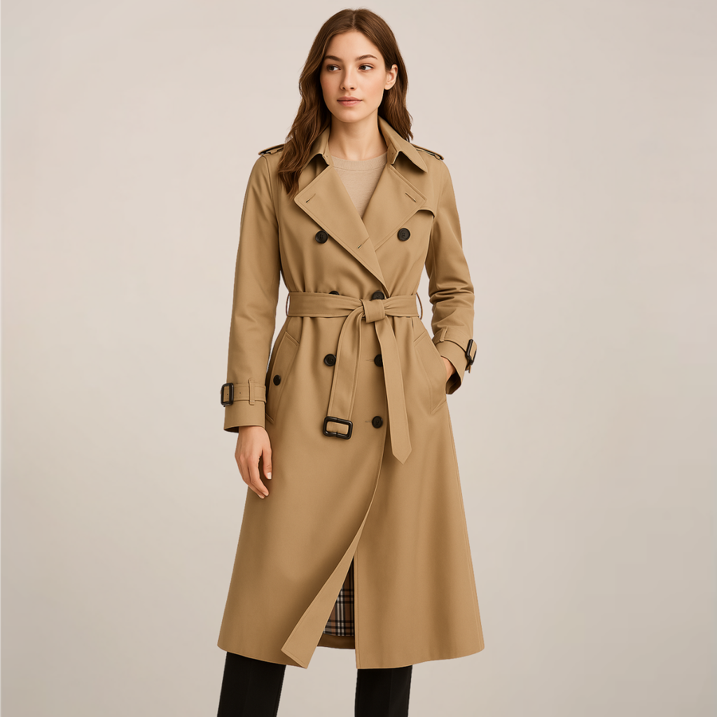 Structured Double Breasted Trench – Belted All Season Coat