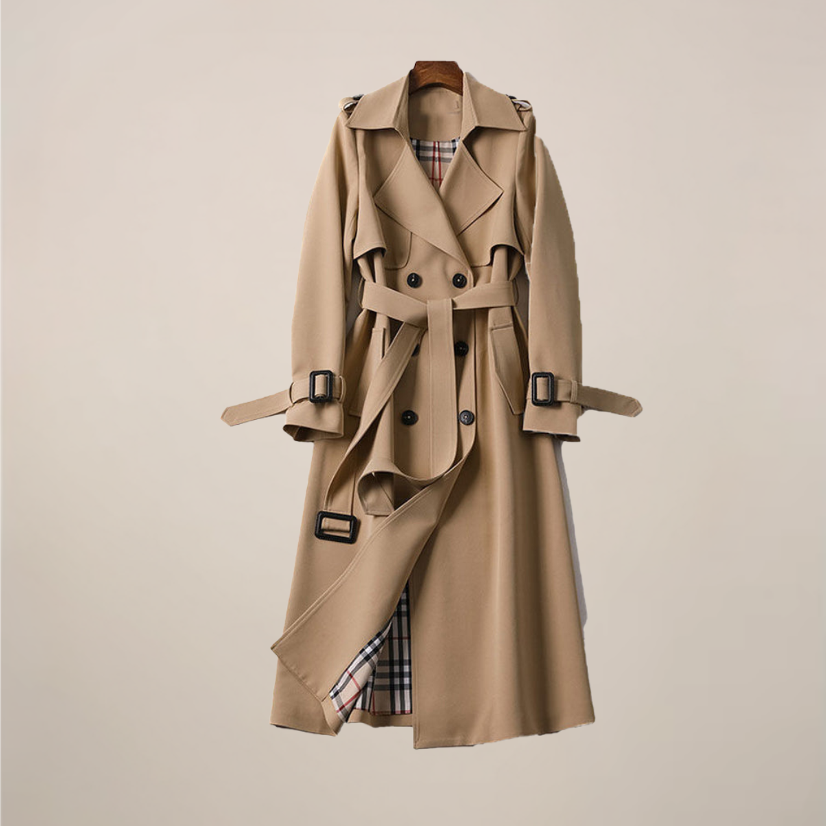 Structured Double Breasted Trench – Belted All Season Coat