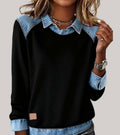 Women's Jumper with Denim Contrast Collar