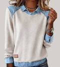 Women's Jumper with Denim Contrast Collar