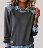 Women's Jumper with Denim Contrast Collar